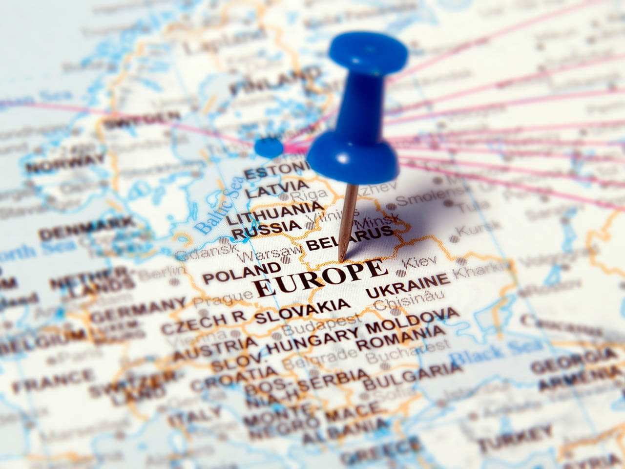 Pin in Karte von Europa